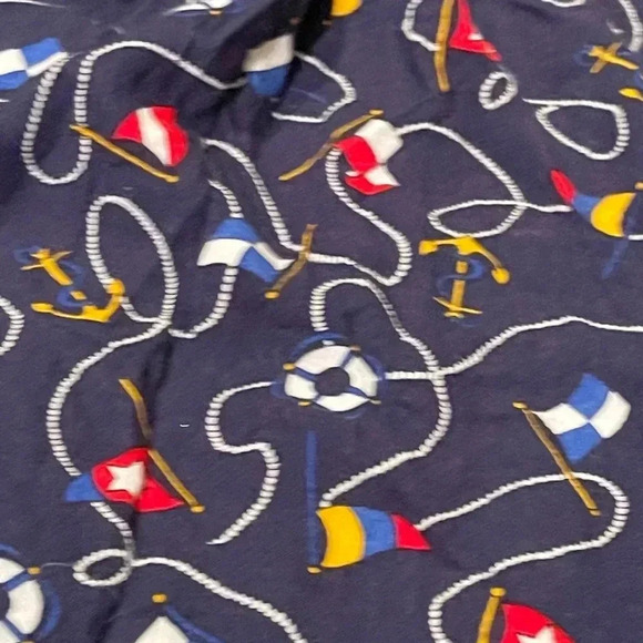 90s Nautical Rayon Shorts by bobbie brooks – Life Preserver & Signal Flags - Picture 6 of 10